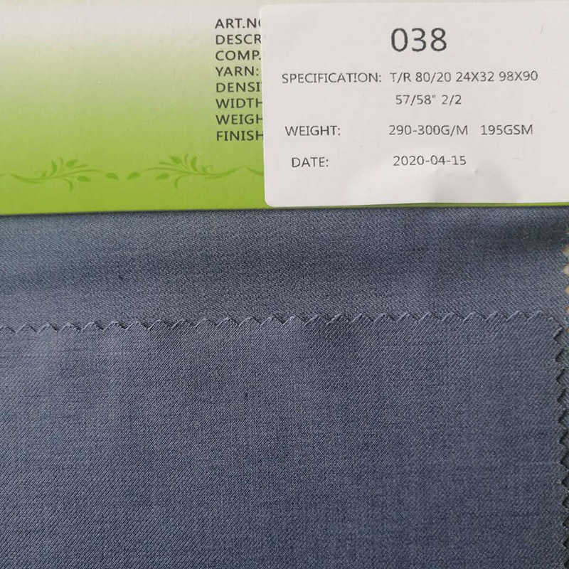 038 T/R 80/20 57/58" 2/2 calendering fabric