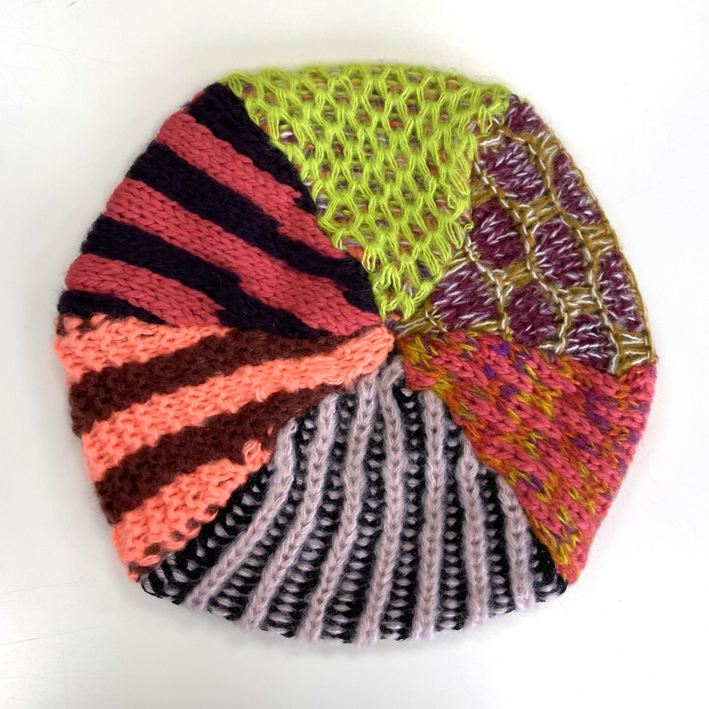 patchwork knitted beret
