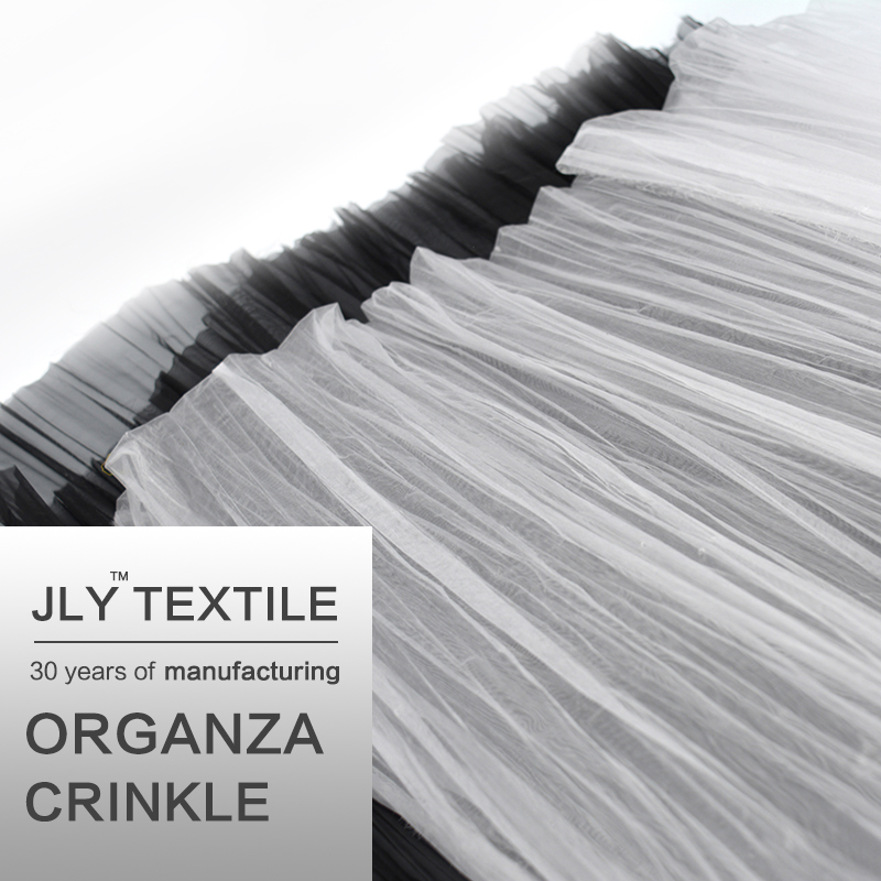 JLY Organza Fabric, Crinkle Silver For Wedding Party Gift Decorations