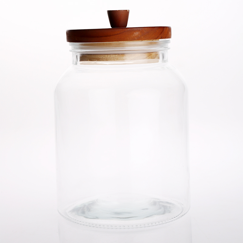 glass canister with wooden lid