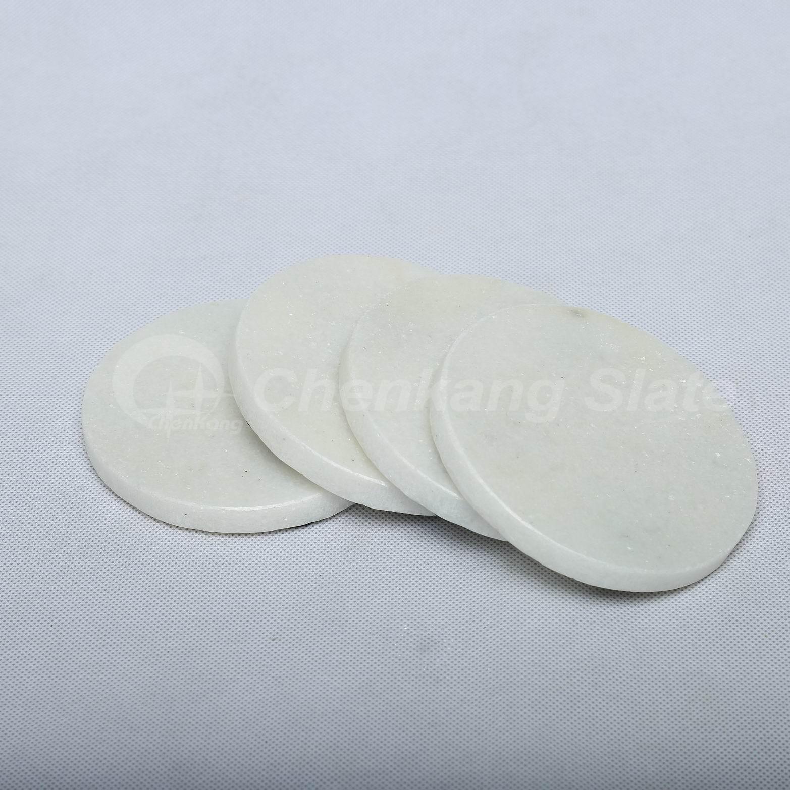 Set Of 4, White Marble Coasters