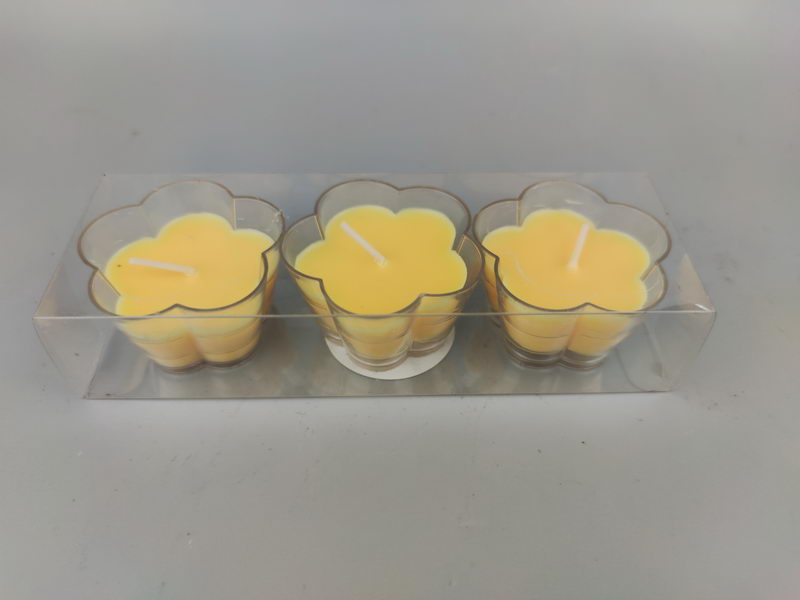 S/3 flower candles in PC cup