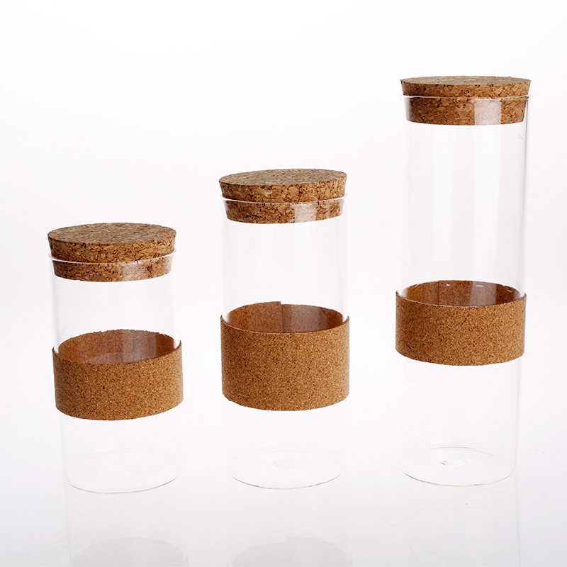 heat-resistant glass canister with cork