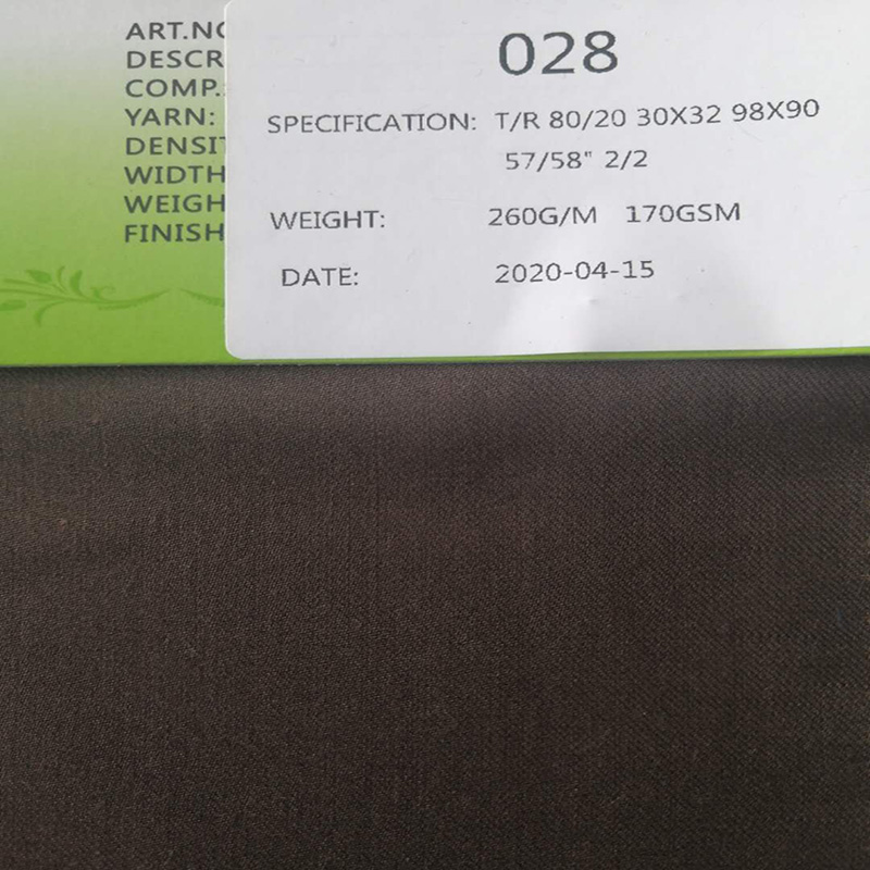 028 T/R 80/20 57/58" 2/2 calendering fabric