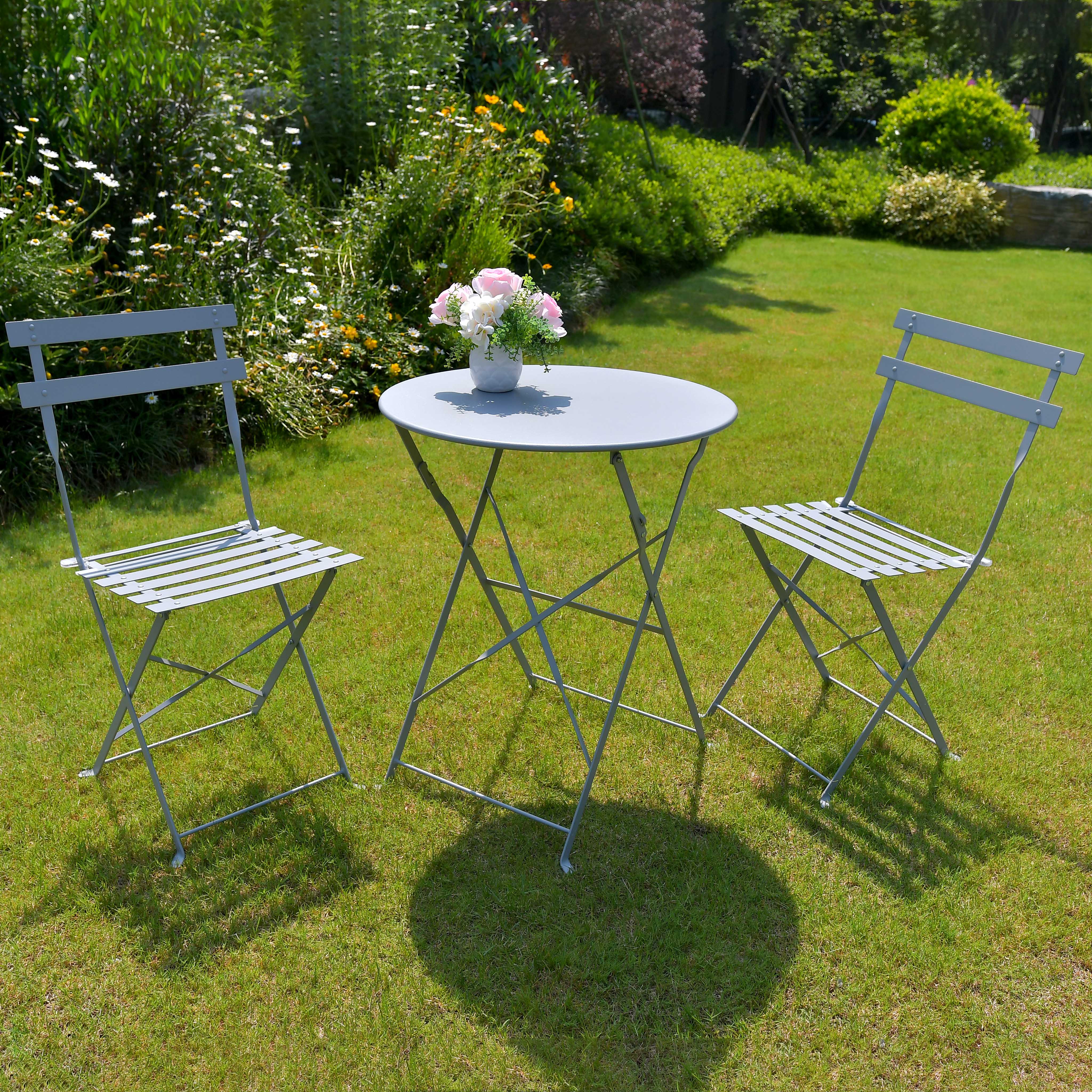Steel foldable bistro set