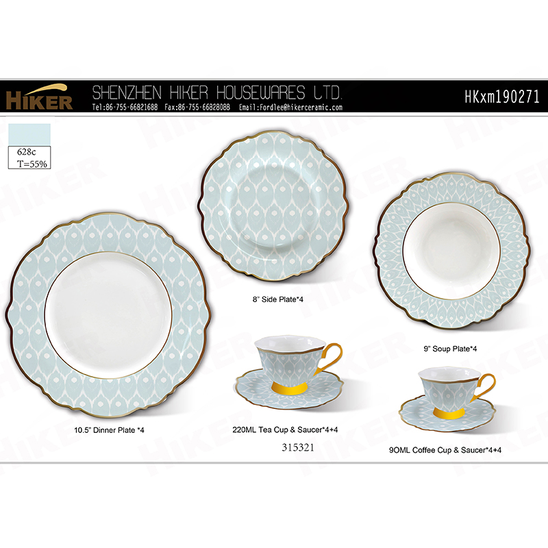 New Bone China Romantic Shape Tea Set
