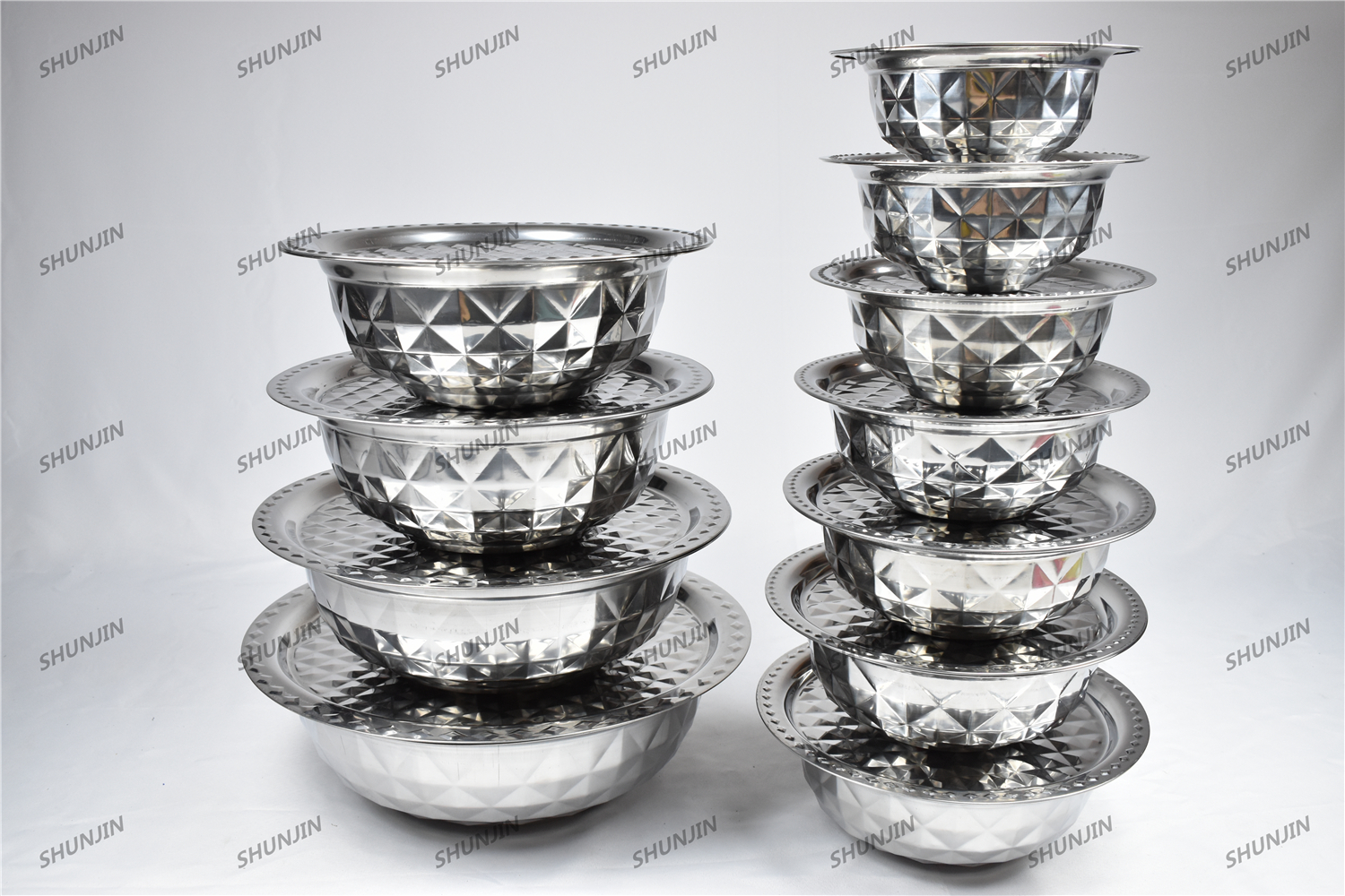 Stainless steel diamond basin set with lid