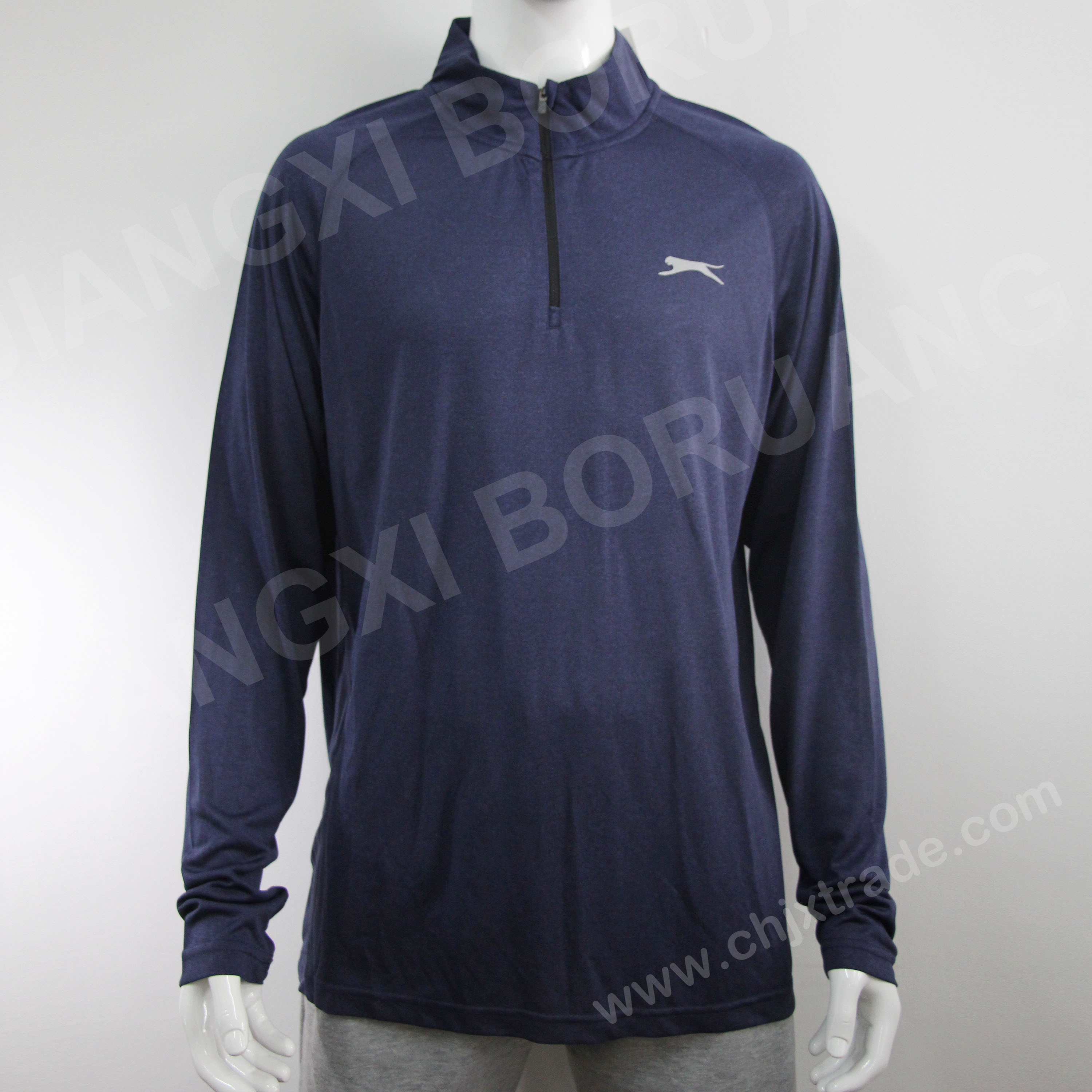 Mens 100%polyester Moisture Wicking 1/4 Zip Sport Shirt With Print