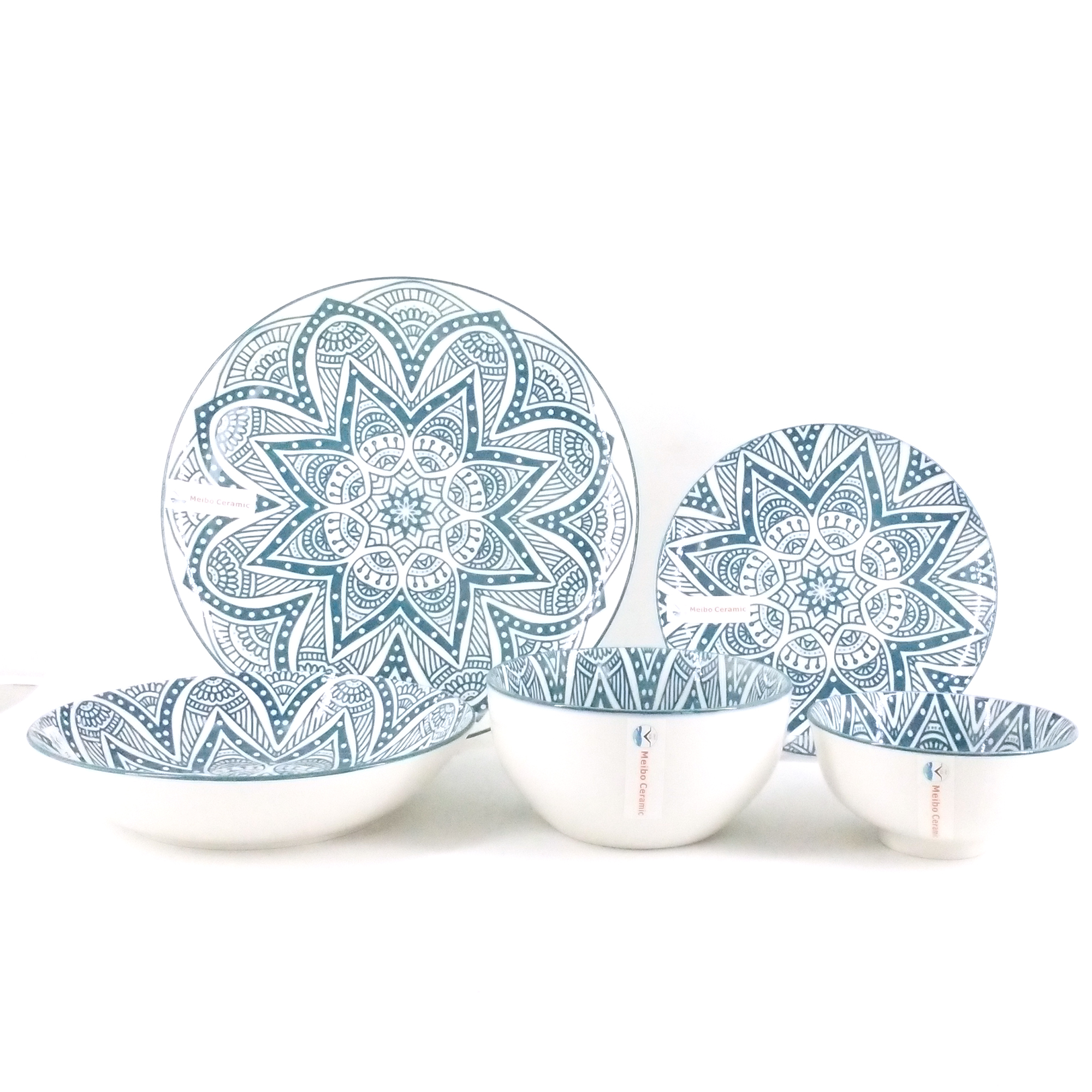 Classical porcelain dinner set with inside pad printing
