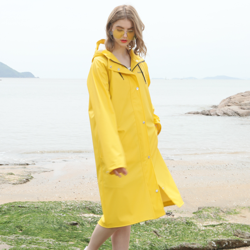 Classic Solid PU Windproof Cloak Couples Tourism Outdoor Raincoat