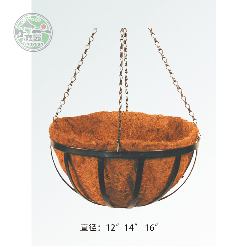 Metal hanging basket with coco liner