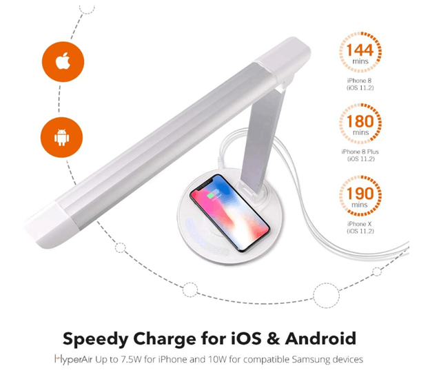 LED Desk Lamp Fast Wireless Charger,