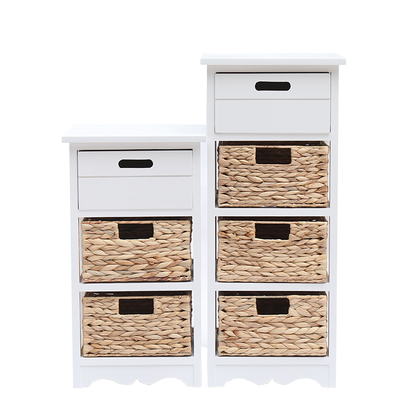 Custom Modern White Design Basket Storage Cabinet With Drawers