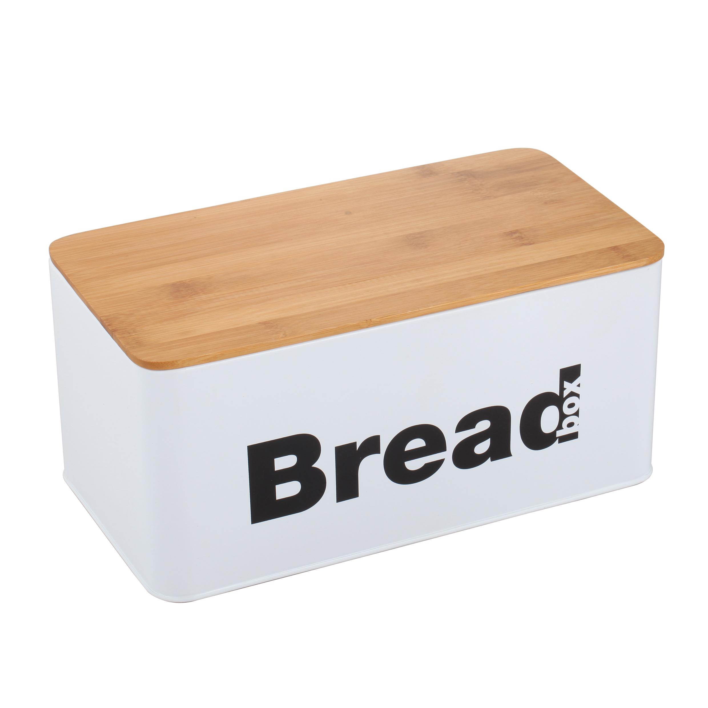 Metal Bread Box With Bamboo Cover