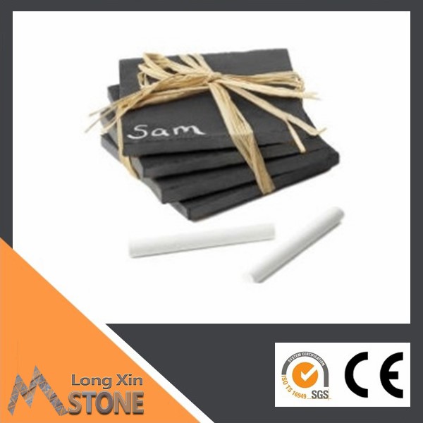 Chinese natural black slate plate straight edge with eva feet