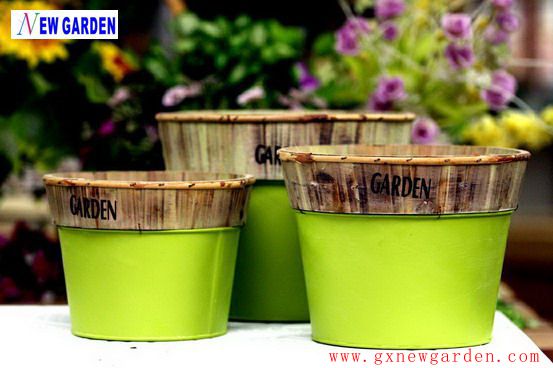 wooden+zinc flower planter