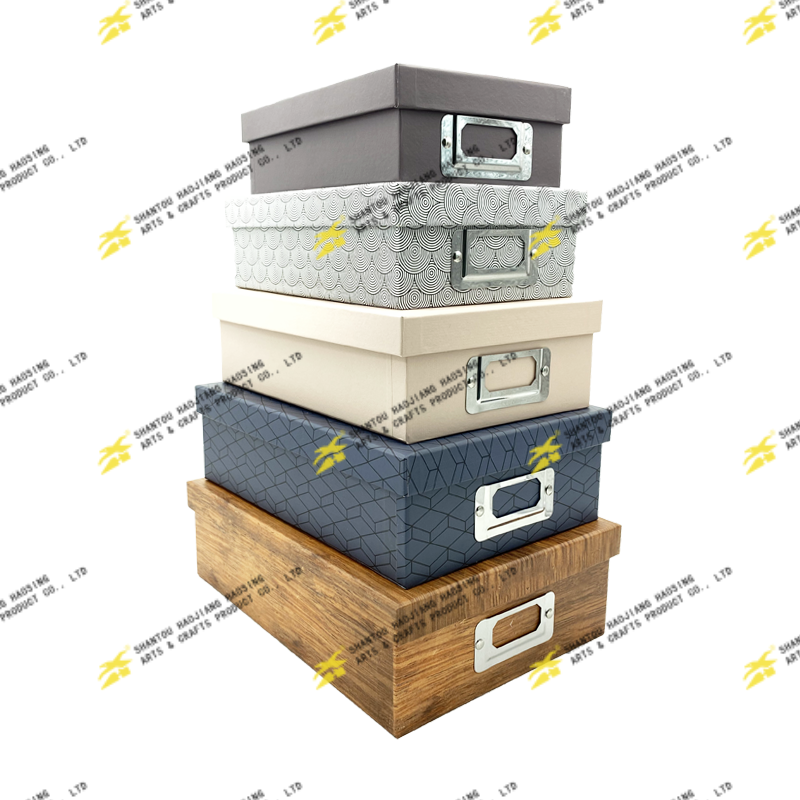 Rectangle Box With Metal Plate Set Of 5