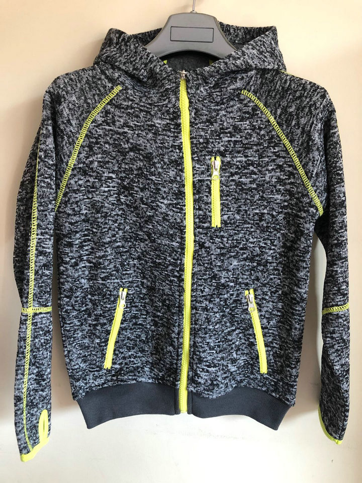 Boys Thick Needle Brushed Fleece Zip Thru Hood Jacket