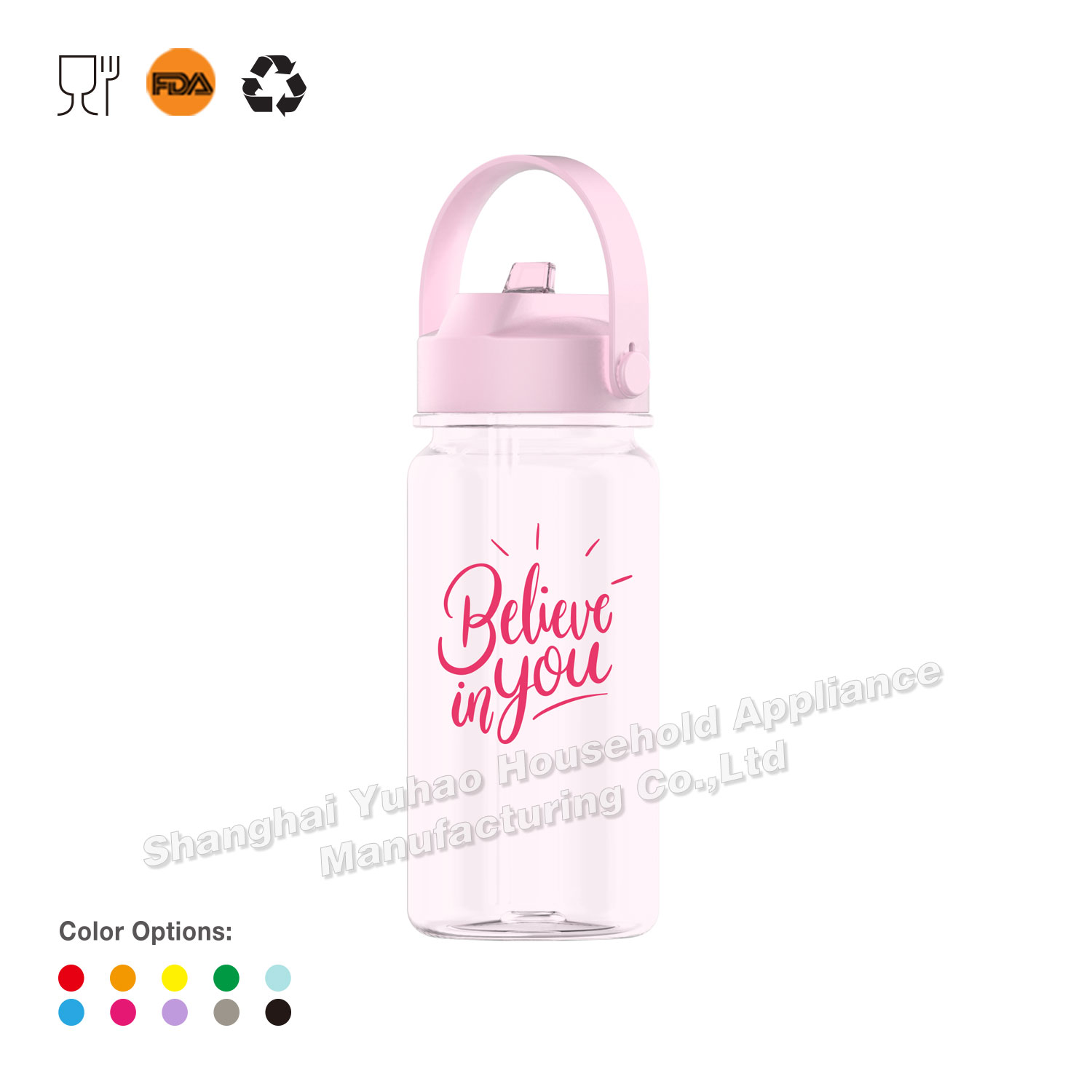 600ml Tritan Infuel Straw Plastic Water Bottle