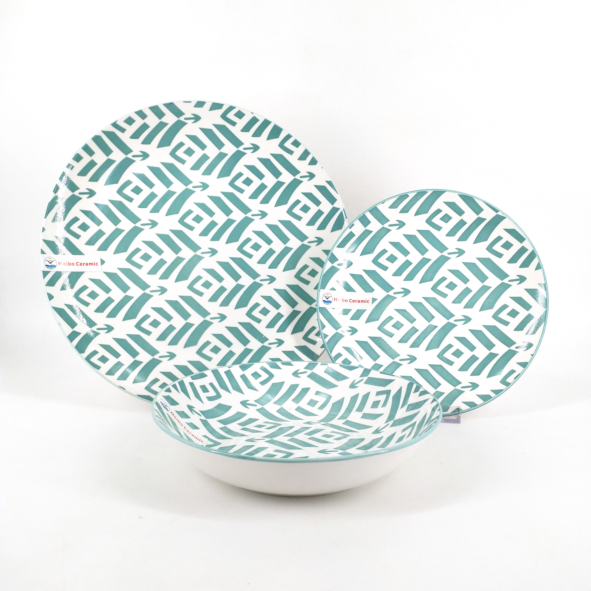 Simple style porcelain dinner set with inside pad printing