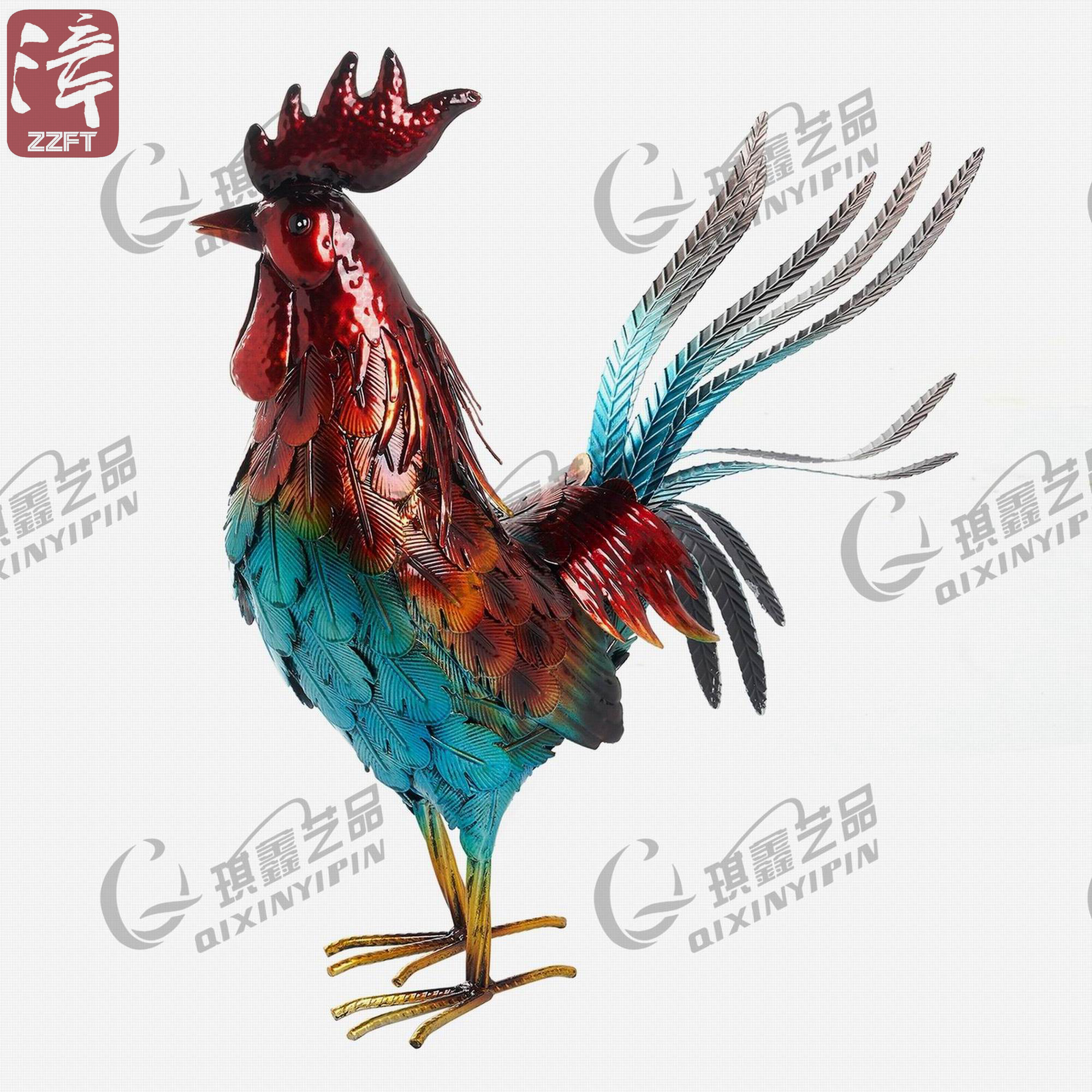 Metal Rooster Statue