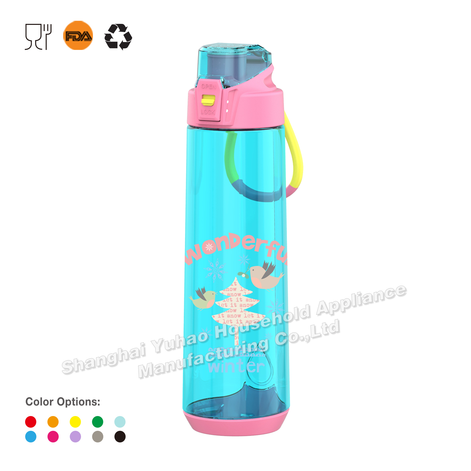 850ml Tritan Easyclip Plastic Water Bottle with Built-in Handle