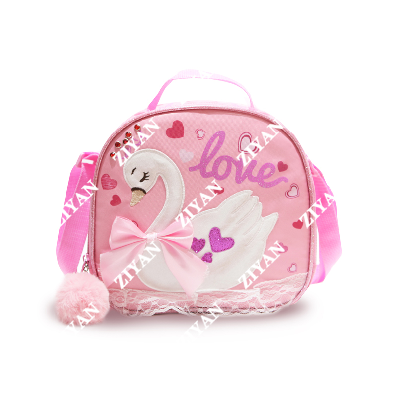 2020 Embroidery Swan Pattern Student Lunch Bag Pack