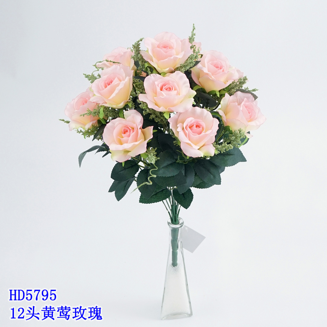 ! 0.49m Artificial Flower Artifical flowers factory home decoration wedding bridal Rose Bunch X 12