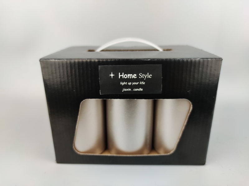 S/6 over-dipping pillar candles with metallic lacquer