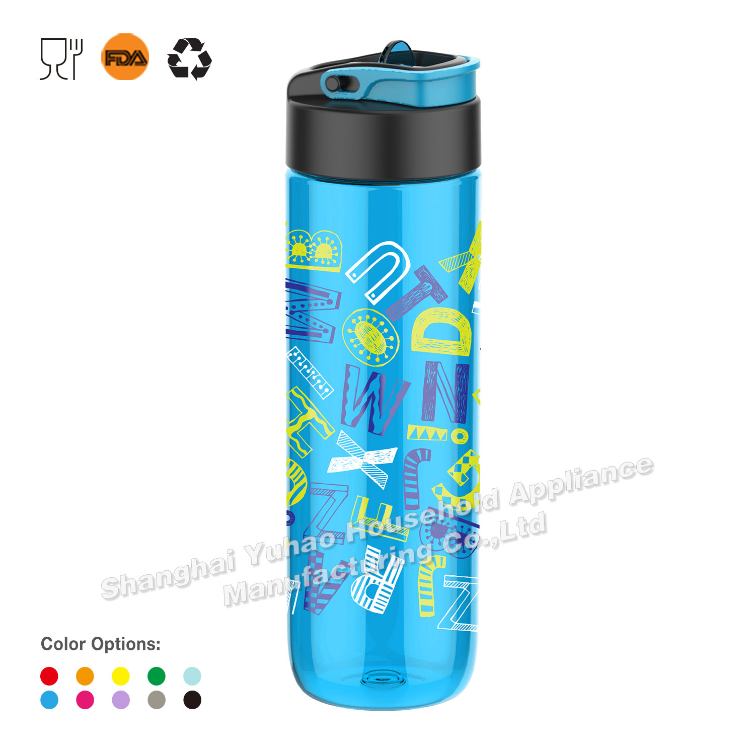 740ml Tritan Plastic Water Bottle with width spout