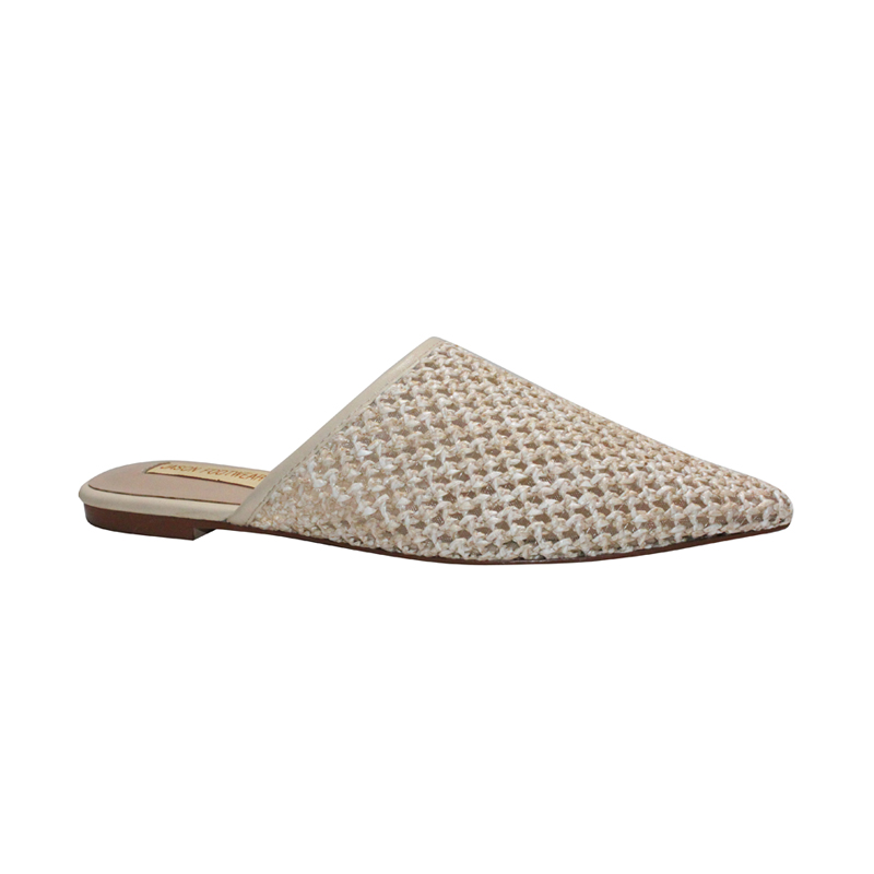 2020 Fashion OEM Raffia Upper Pointed Women Ballerina Flats