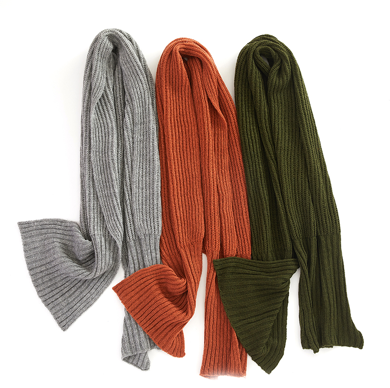 soft hand feel wool feel knitted acrylic scarf