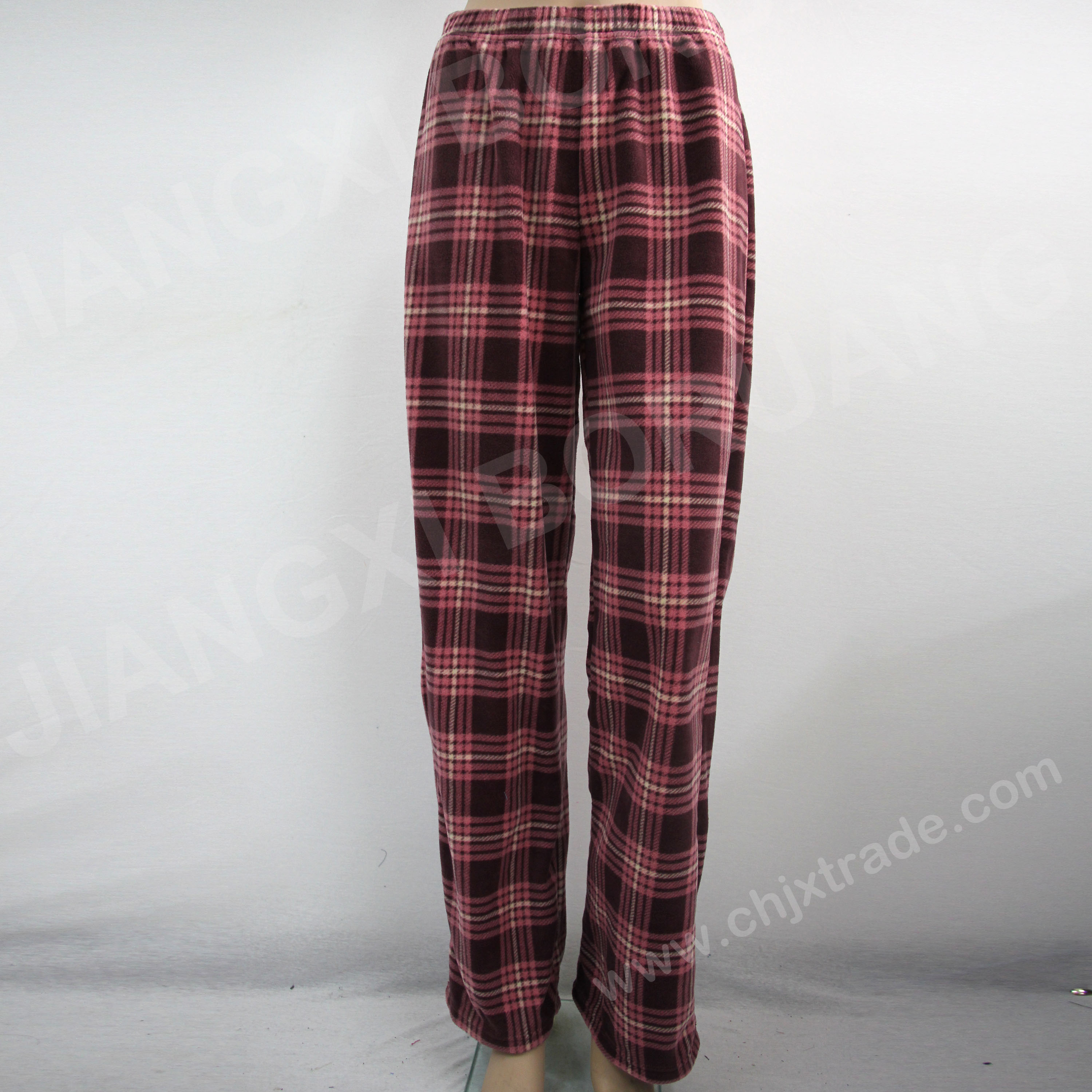 Womens Polar Fleece Pants With Plaid