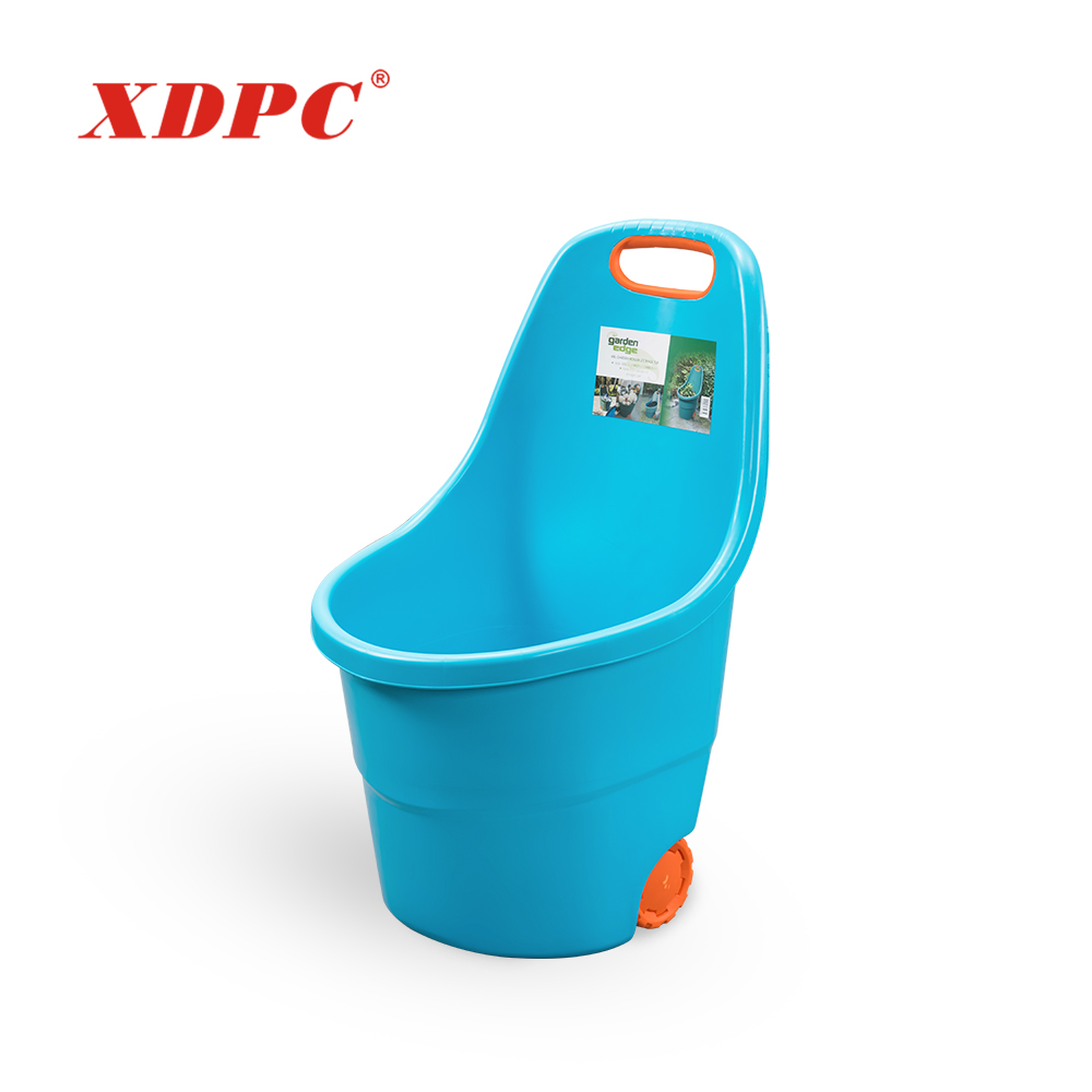 Hot sale custom design plastic garden leaf bucket carts 2 wheel dolly for moving with two-wheel