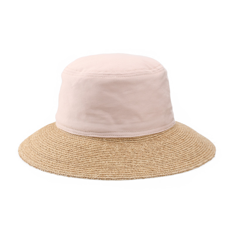 Outdoor Sun Prevention Round Top Cotton Spliced Straw hat