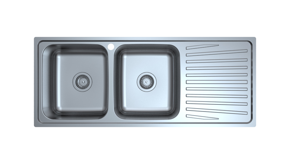 Stainless Steel Drop-in Equal Bowl Sink With Drainboard, R60