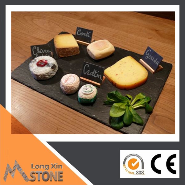 Chinese natural black slate plate plate with EVA feet