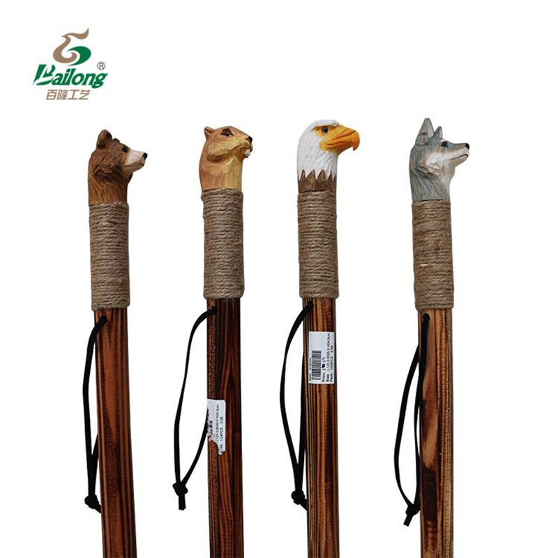 Factory Custom Wooden Hand Carved Animal Walking Stick