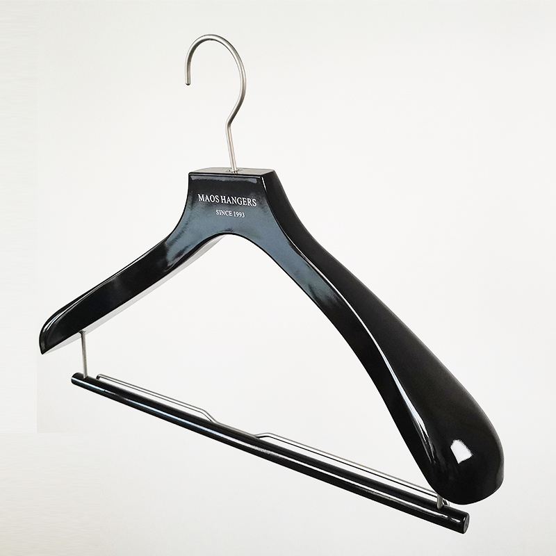 Shiny black Plastic hanger for clothes display