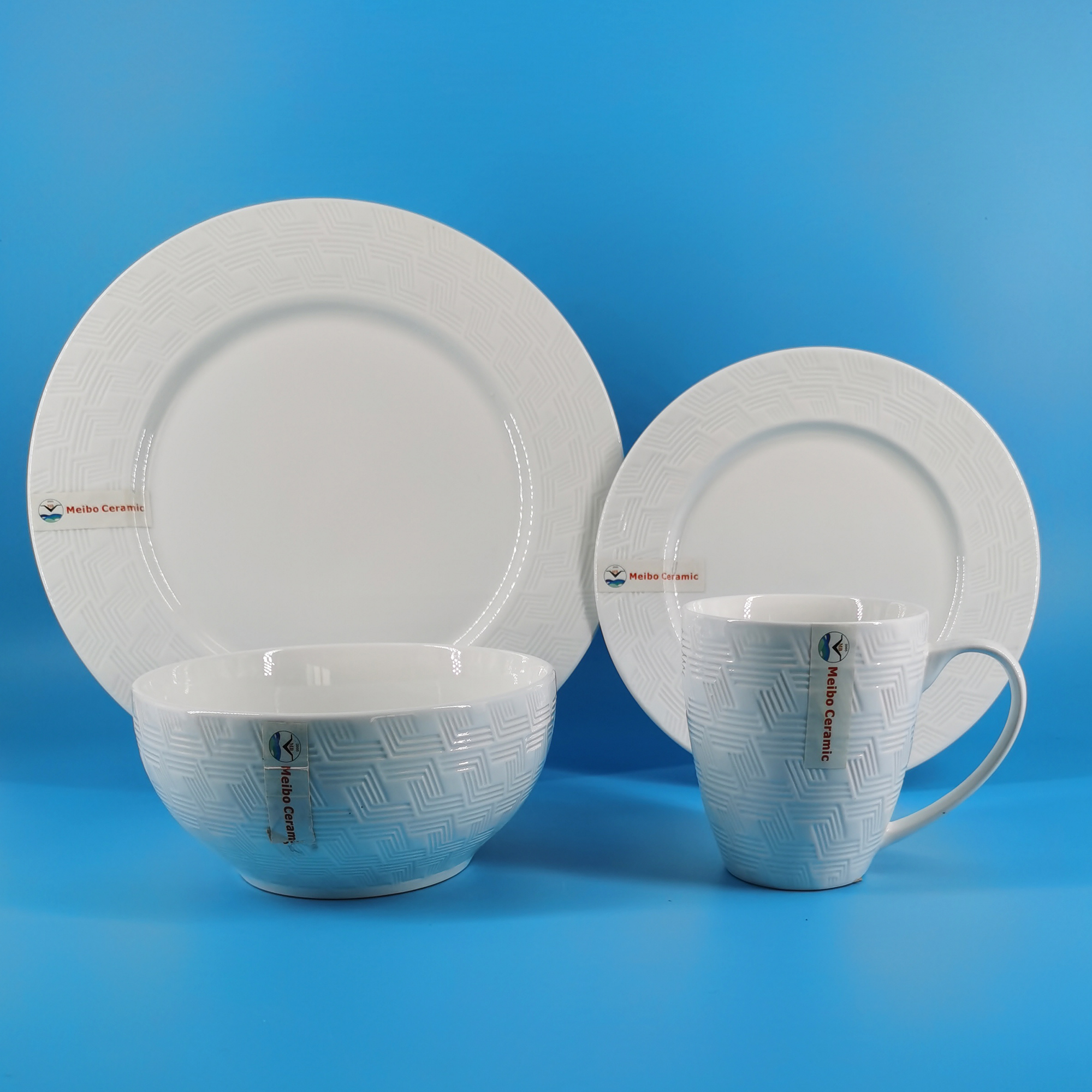 classic porcelain embossed dinner set