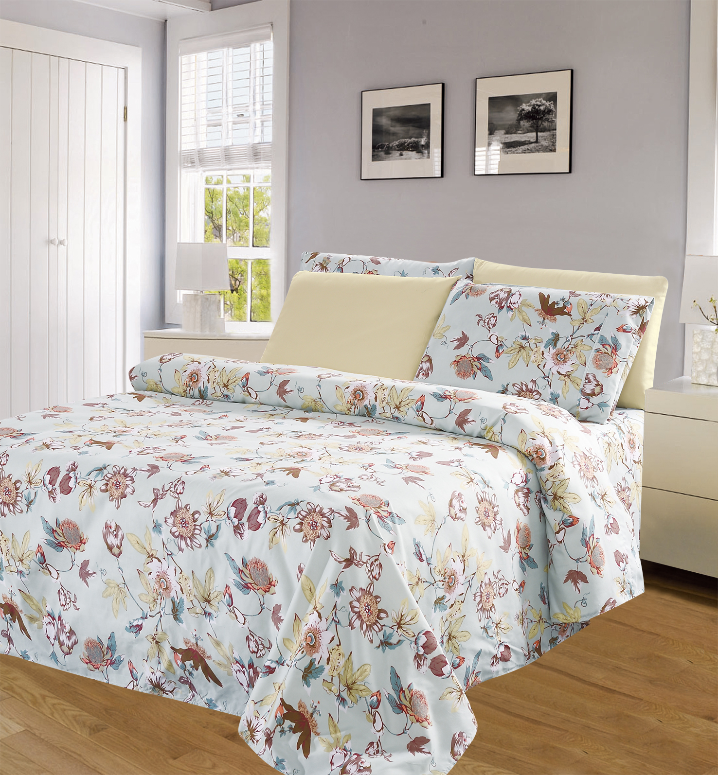 Luxury designer Home Textile bedding sets, 100% polyester microfiber printed bed sheets
