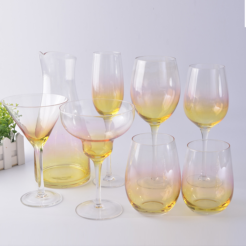 Double Color Gradual Change Handmade Glassware set /8pcs