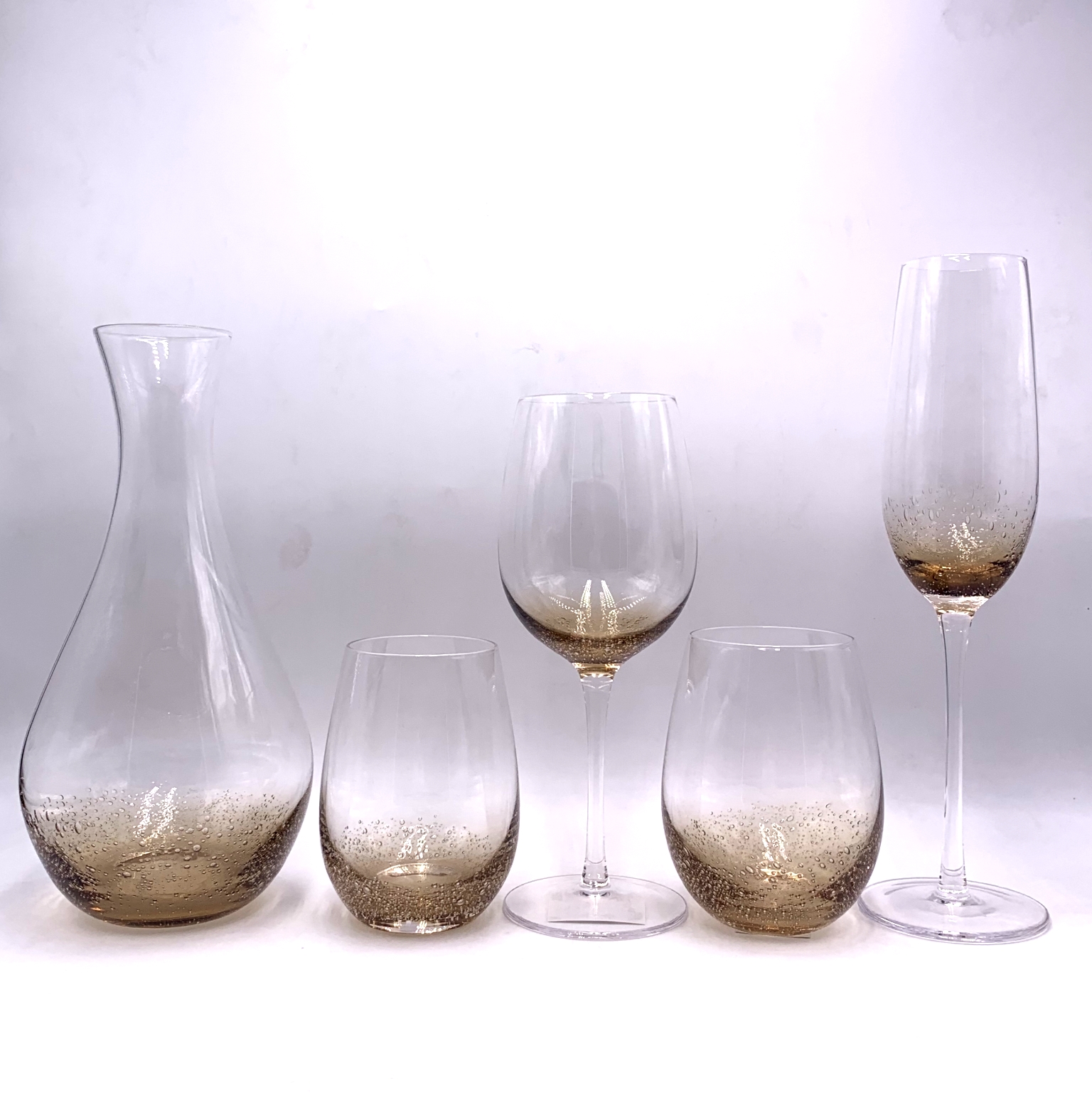 new design amber solid color bubble blown glassware sets