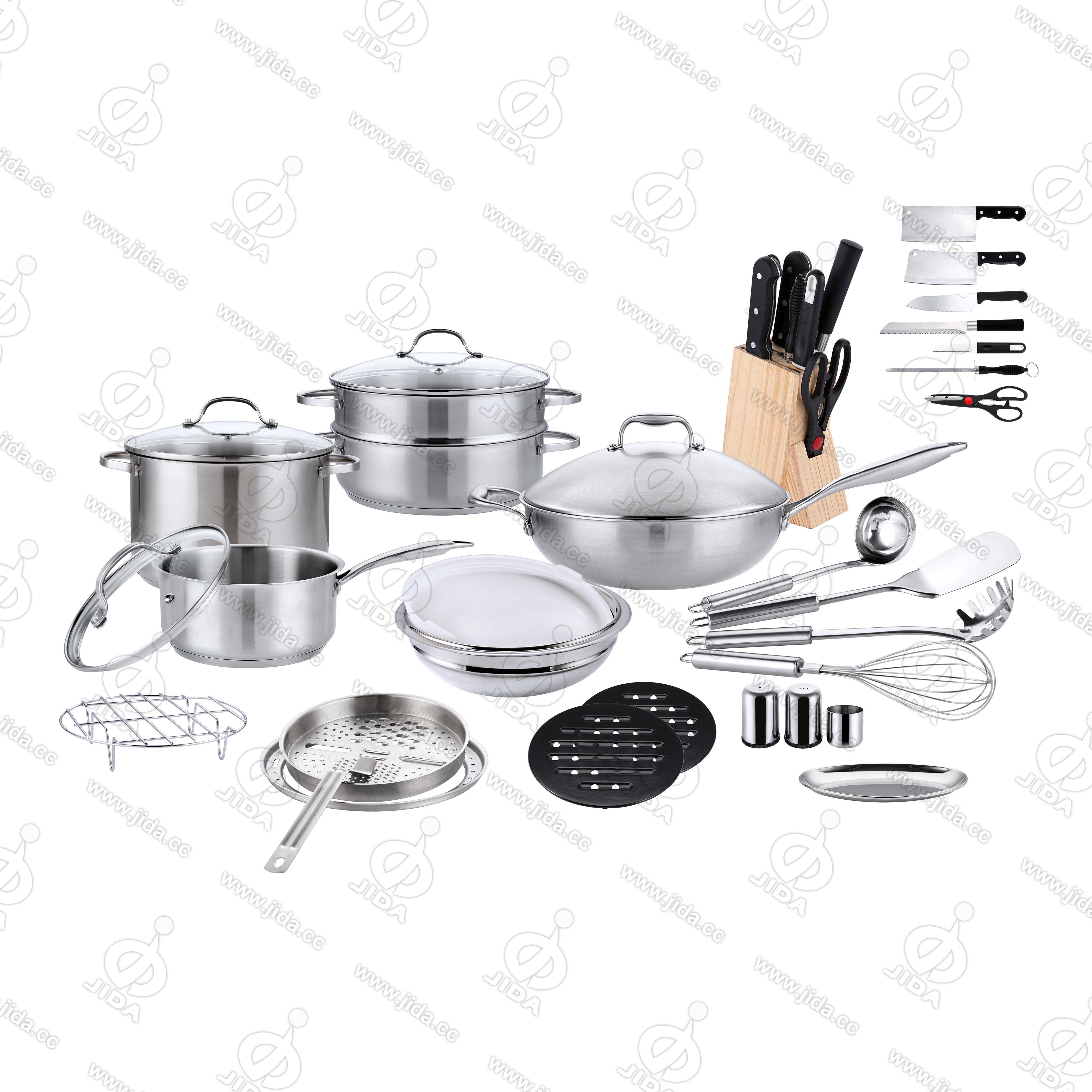 33pcs single impact bonding bottom cut edge pot set