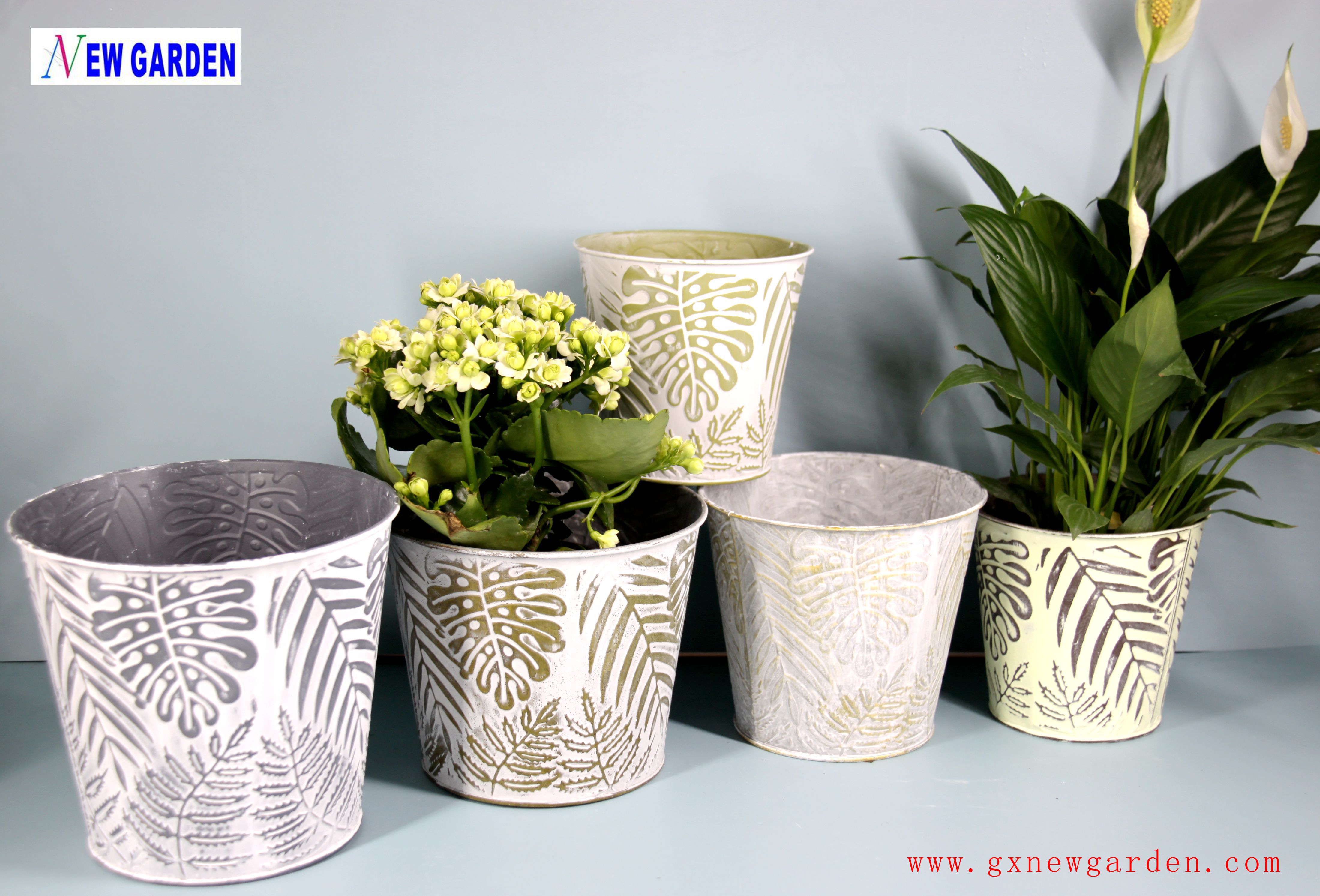 zinc flower planter