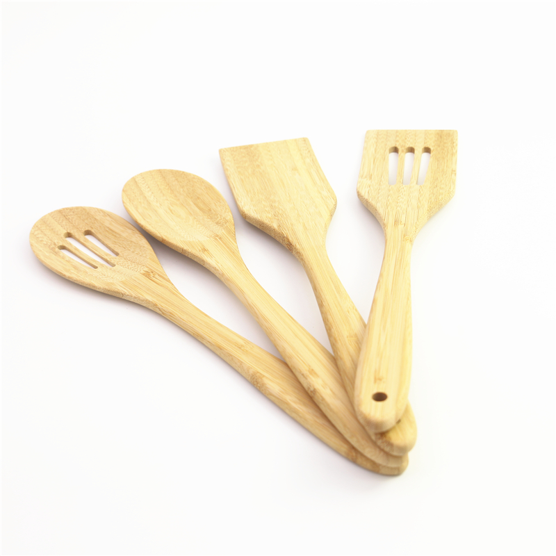 Bamboo wooden kitchen cooking utensils serving slotted spatula scraper spoon