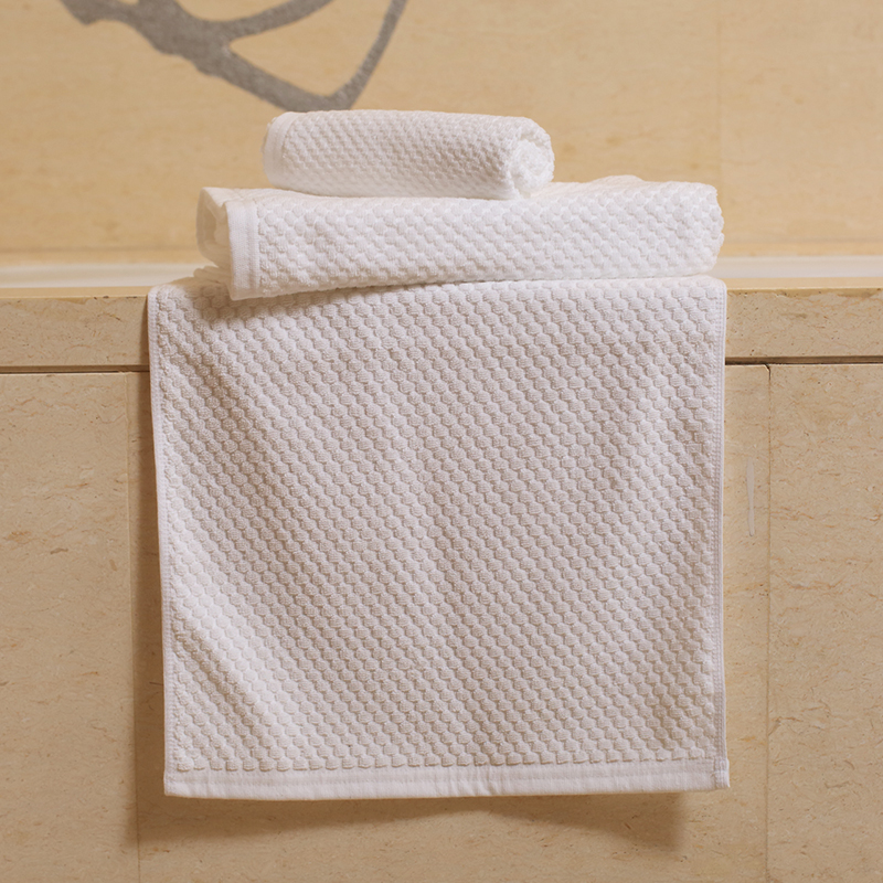 Star Hotel Supplies Jacquard Pure White Cotton Hand Bath Towel