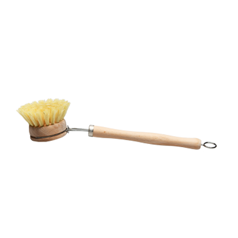 Natural Sisal Fiber Bristle Pot Brush，Wooden Dish Cleaning Brush