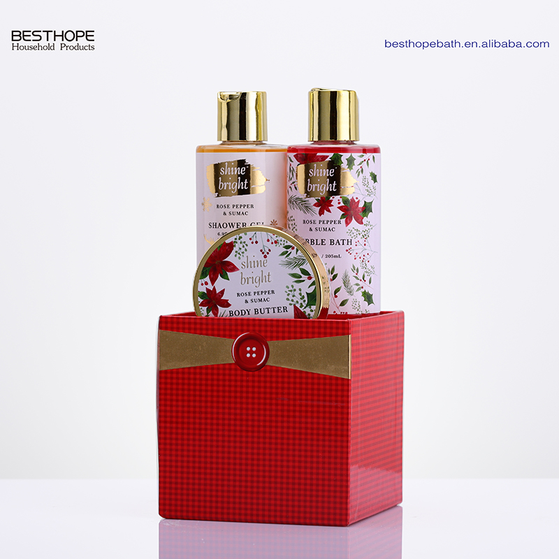 Private custom christmas body butter and lotion bath gift set in storage box