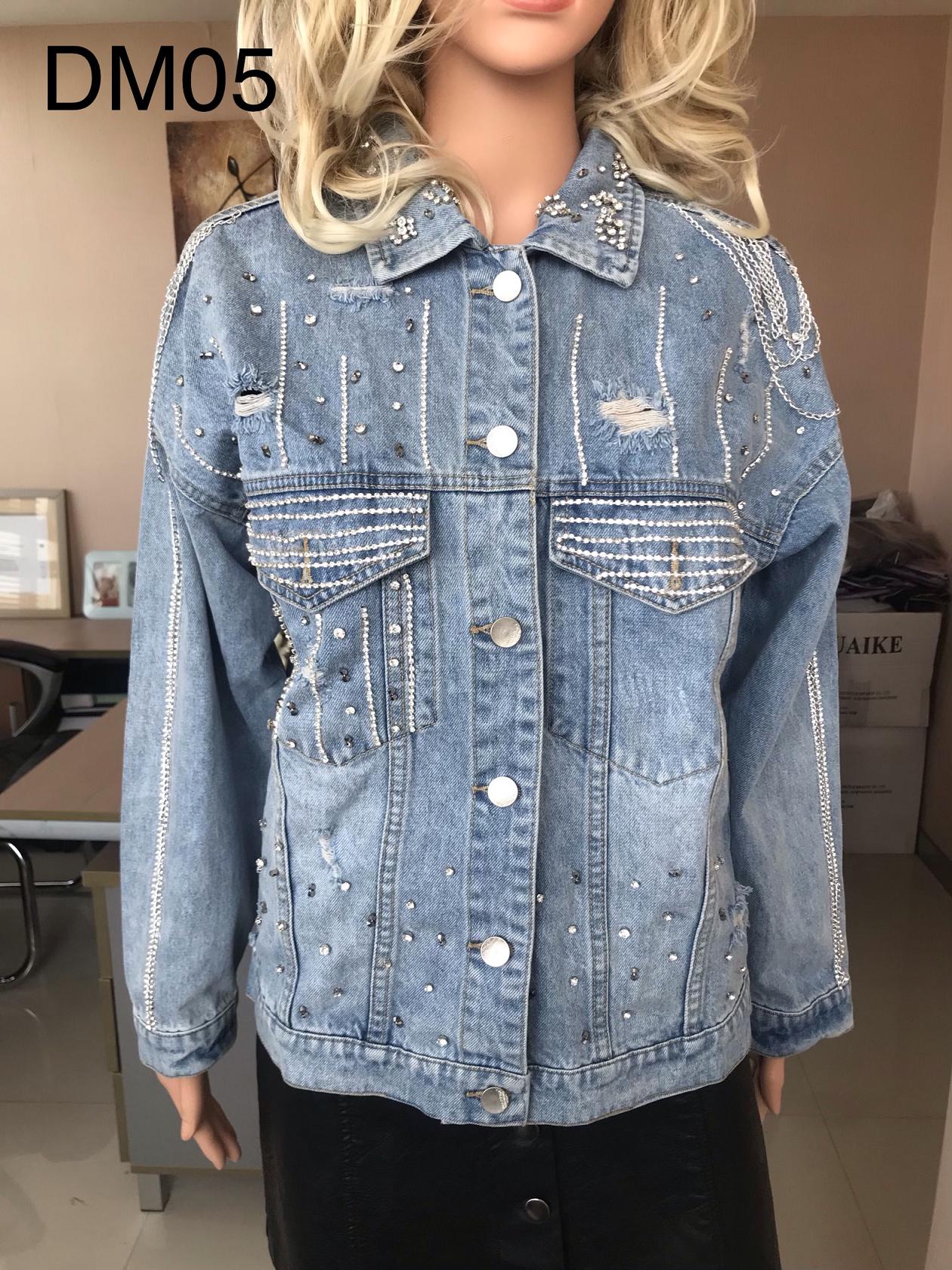 Ladies Print Embroidered Beaded Denim Jacket